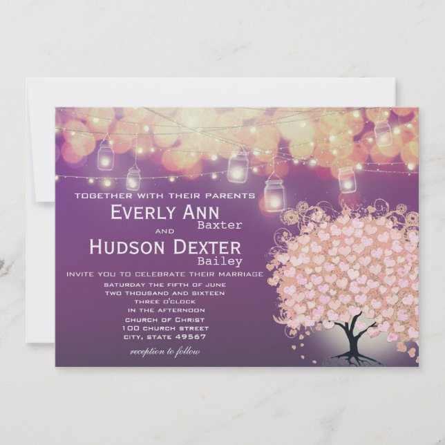Woodsy Fairytale Millennial Pink Purple Wedding Invitation (Front)