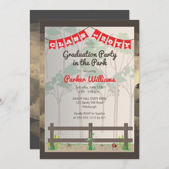 Woodsy Graduation Party in the Park Invitation (Front/Back)