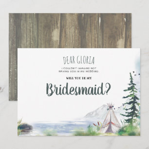 Woodsy Mountains Adventure Bridesmaid Proposal Invitation