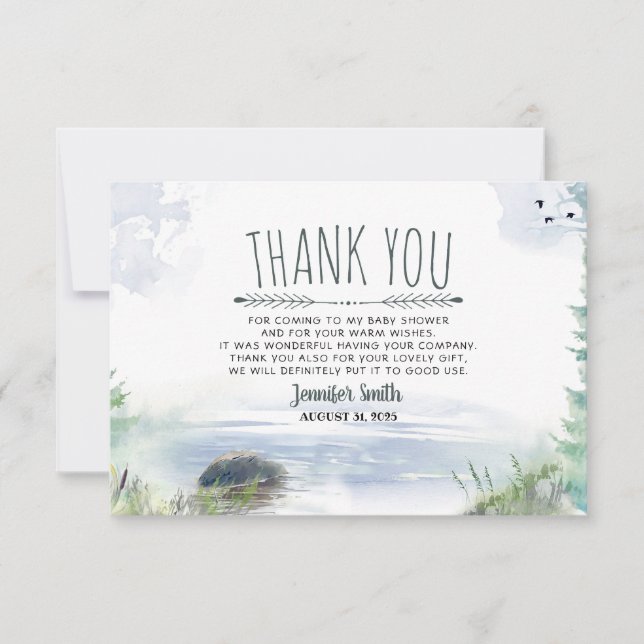 Woodsy Mountains Lake Adventure Small Thank You (Front)