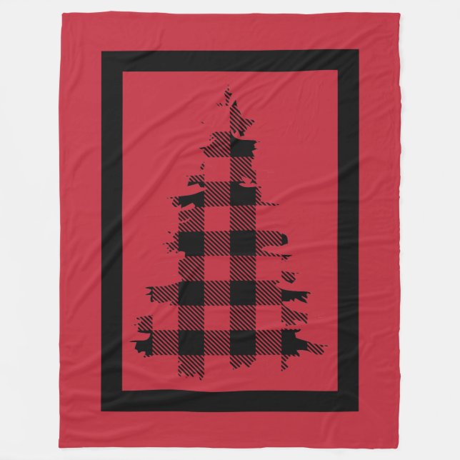 Woodsy Red and Black Plaid Fleece Blanket (Front)