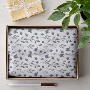 Woodsy Watercolor Iris in Purple Blue and Moss Flo Tissue Paper