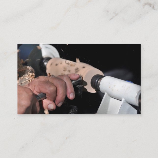 Woodturner at a lathe business card (Front)