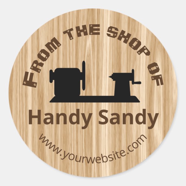 Woodturning Business From the Shop Of Personalised Classic Round Sticker (Front)