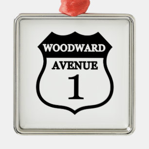 Woodward Avenue Route 1 Sign Woodward Gifts Metal Ornament