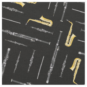 Woodwind Band Instruments Music Musician Decor Fabric