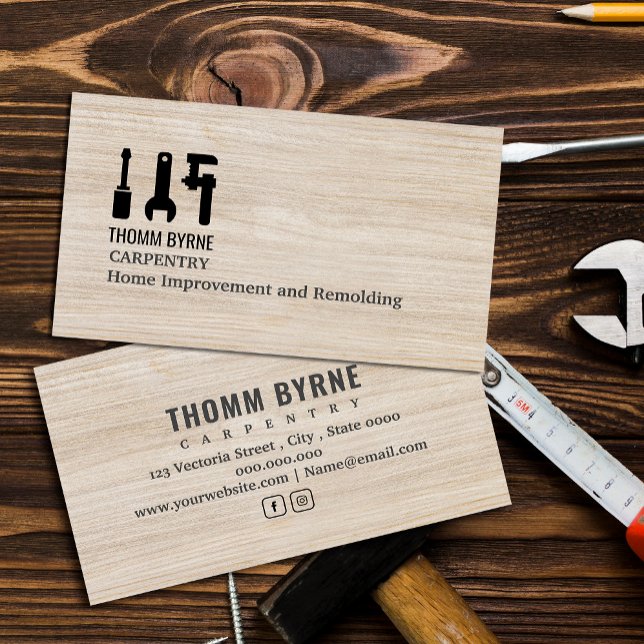 Woodworker  / Carpenter Tools Home Improvement  Business Card (Great for a woodworker and restoration, restorer, professional, carpenter, carpentry, Woodworking )