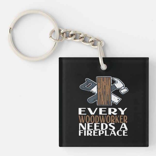 Woodworker Woodworking Gift Key Ring (Front)