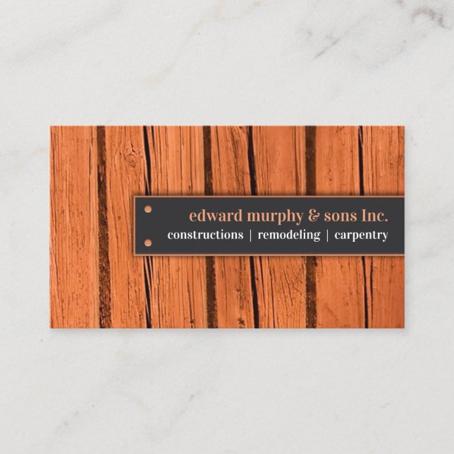 Woodworking Contractor Business Card Template (Front)
