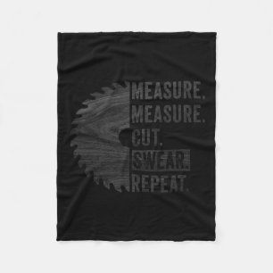 Woodworking Dad Measure Cut Swear Handyman Fathers Fleece Blanket
