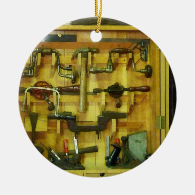 Woodworking Tools Ceramic Tree Decoration (Front)
