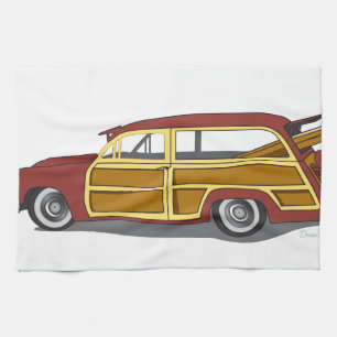 Woody Car Tea Towel
