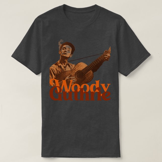 Woody Guthrie Sepia Fade T-Shirt (Design Front)