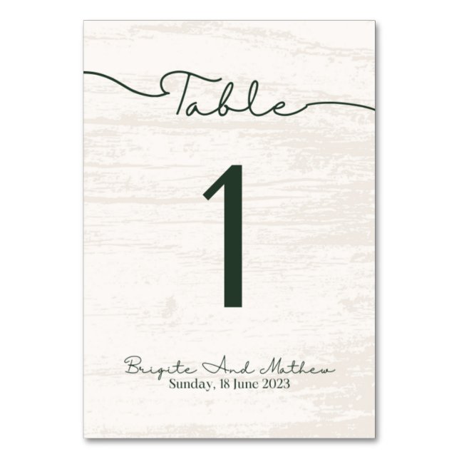 Woody Modern Table Card (Front)