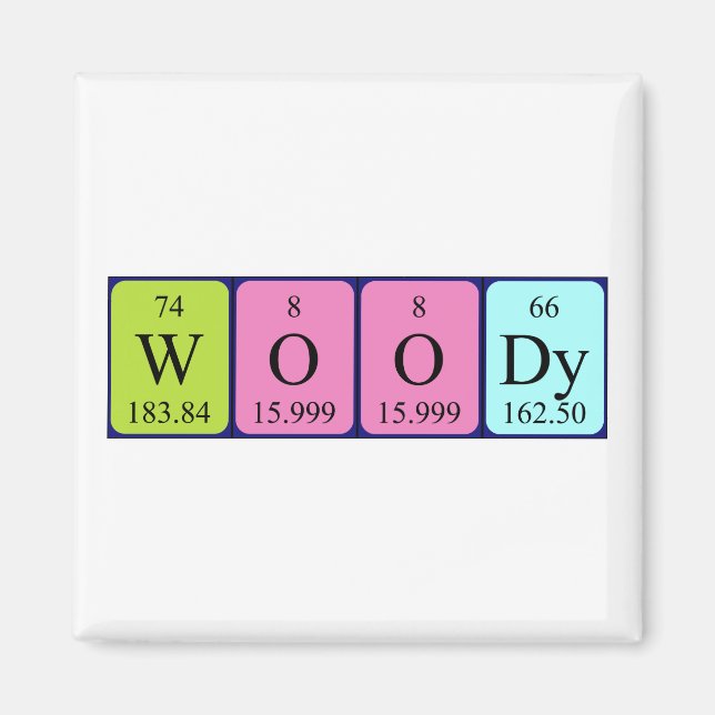 Woody periodic table name magnet (Front)