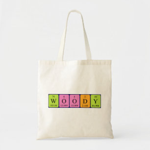 Woody periodic table name tote bag