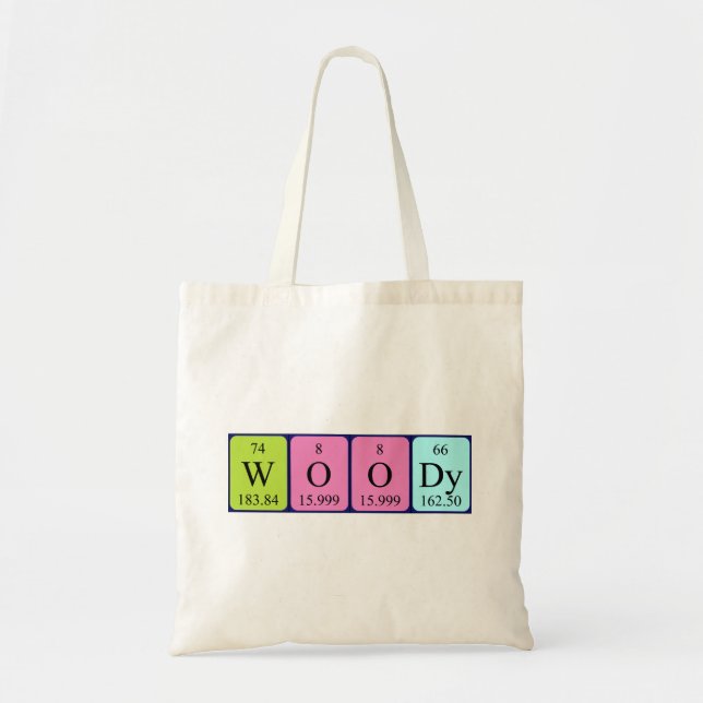 Woody periodic table name tote bag (Front)