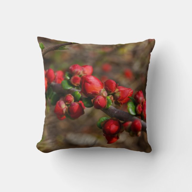 Woody Red Blooms Cushion (Front)