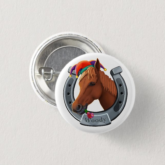 Woody the pony 3 cm round badge (Front & Back)