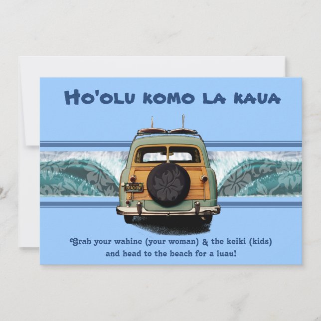 Woody Wave Luau Invitations (Front)