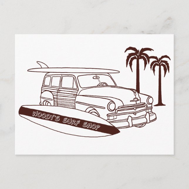 Woody's Surf Shop Postcard (Front)