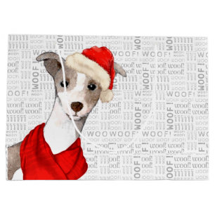 Woof Art Funny Italian Greyhound Dog Christmas Large Gift Bag