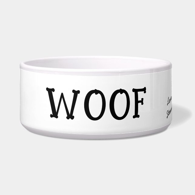 Woof Cute Text Black & White Personalised Pet (Front)