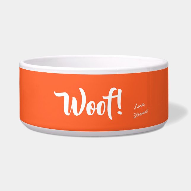 Woof Cute Text Orange & White Personalised Pet (Front)