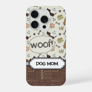 WOOF! Dog Lover - Puppies pattern personalised iPhone 15 Pro Case
