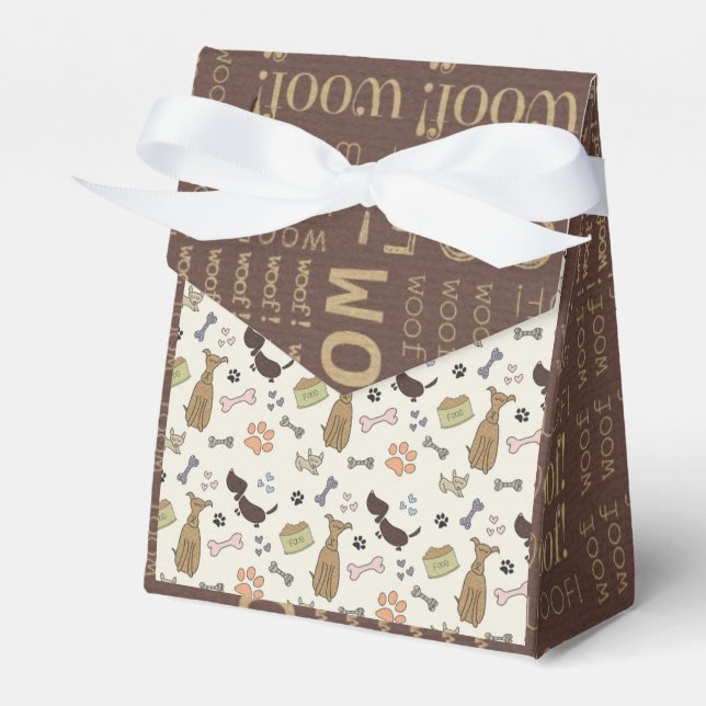 WOOF! Dog Lover - Puppies pattern personalizable Favour Box (Front Side)