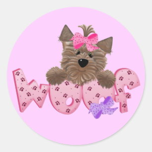 Woof Dog Pink Tshirts and Gifts Classic Round Sticker