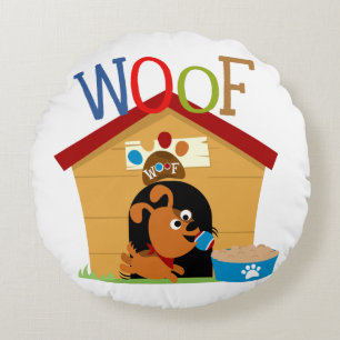 Woof Dog Round Cushion