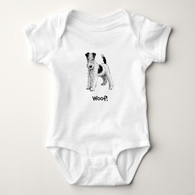 Woof! Doggy Baby Bodysuit - Fox Terrier (Front)
