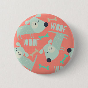 Woof Dogs and Bones 6 Cm Round Badge