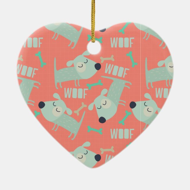 Woof Dogs and Bones Ceramic Ornament (Back)