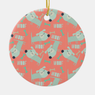 Woof Dogs and Bones Ceramic Ornament