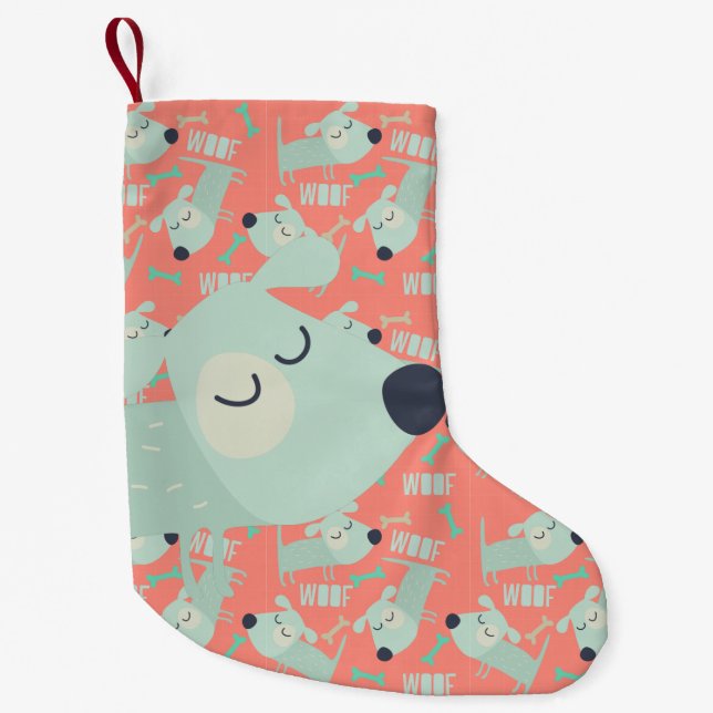 Woof Dogs and Bones Small Christmas Stocking (Front)