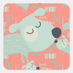 Woof Dogs and Bones Square Sticker