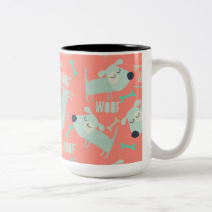 Woof Dogs and Bones Two-Tone Coffee Mug