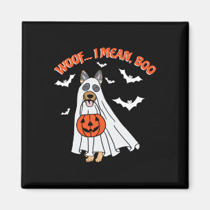 Woof I Mean Boo Funny Ghost Dog Halloween Pumpkin Magnet