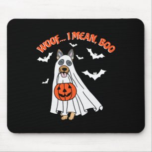 Woof I Mean Boo Funny Ghost Dog Halloween Pumpkin Mouse Pad