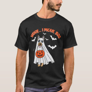 Woof I Mean Boo Funny Ghost Dog Halloween Pumpkin T-Shirt