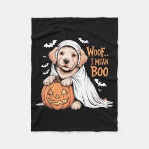 Woof I Mean Boo Golden Retriever Halloween Dog Fleece Blanket
