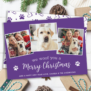 Woof Merry Christmas Personalised Pet Dog Photos Holiday Card