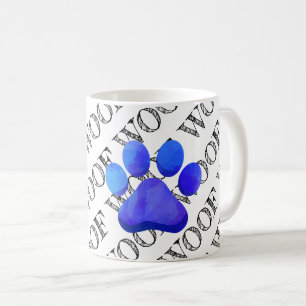 WOOF Pattern Blue Paw Print Colourful Modern Fun Coffee Mug