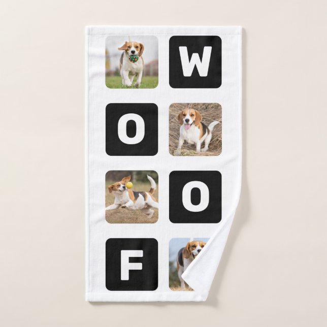 Woof Personalised Pet Dog Lover Photo Collage Hand Towel (Hand Towel)