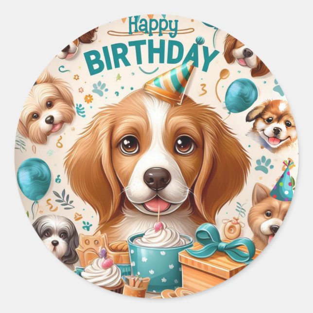 Woof-tastic Dog Happy Birthday Stickers (Front)