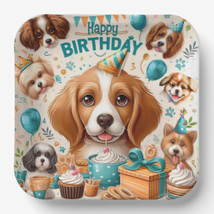 Woof-tastic Dog Happy Birthday Tableware Paper Plate