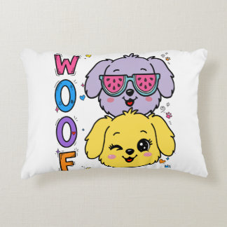 Woof Throw Pillow - Cute Puppy Dogs Nursery Pillow
