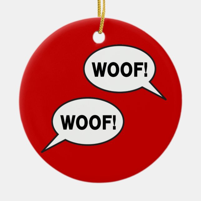 Woof Woof Ceramic Tree Decoration (Front)